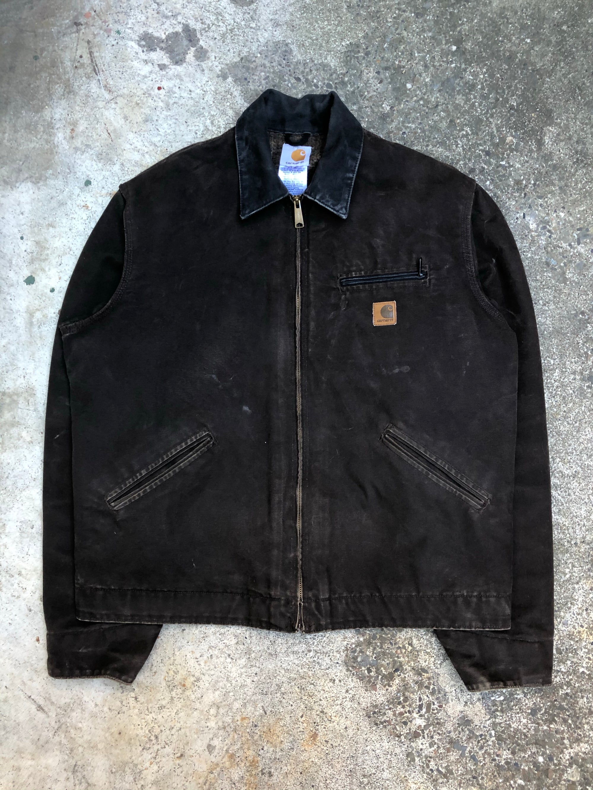 1990s Carhartt Faded Dark Brown Lined Work Jacket