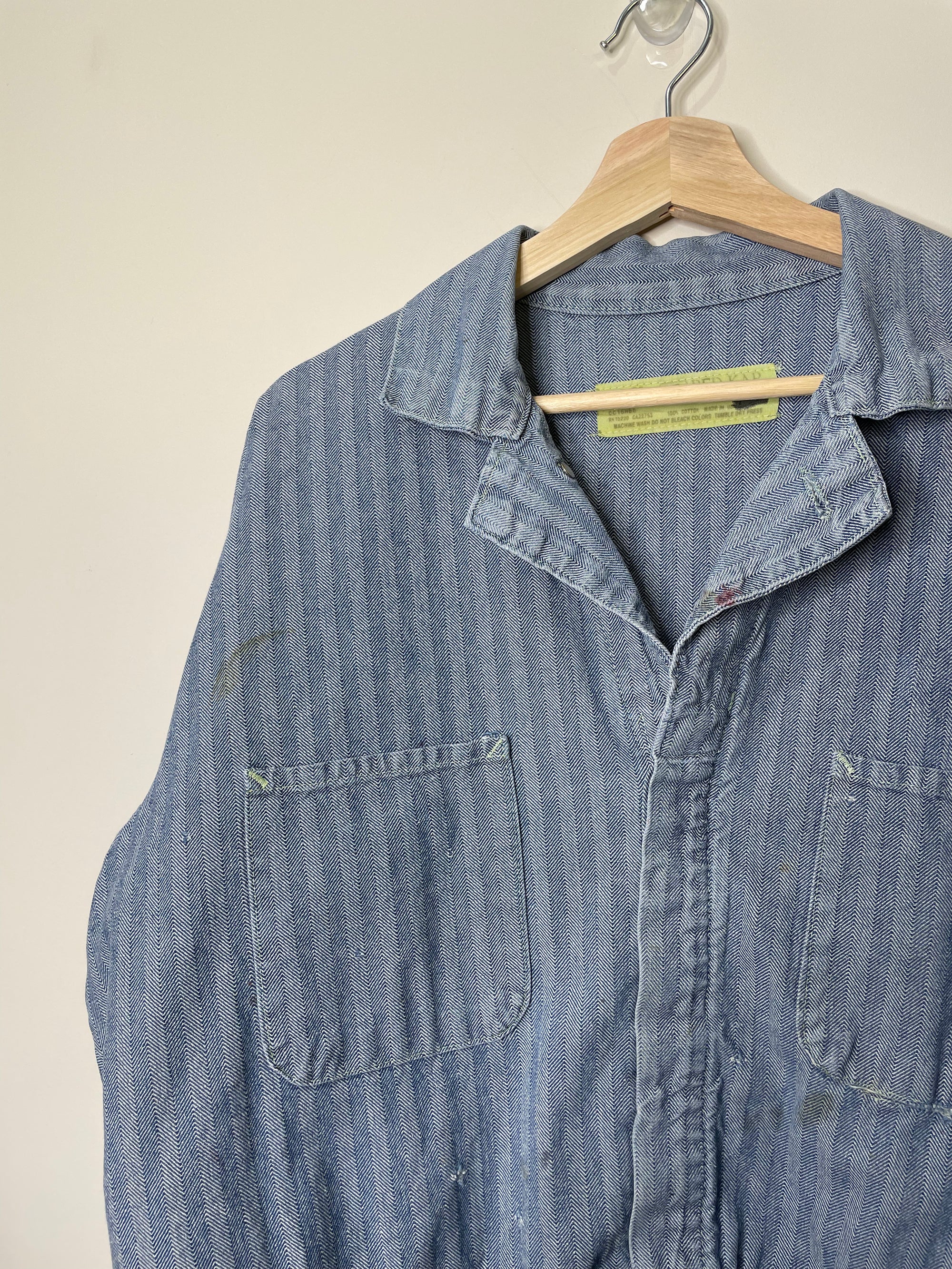 1970s Faded HBT Cropped Coverall Jacket (M/L)