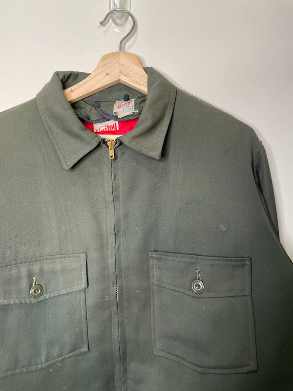 1960s Unitog Faded Green Quilted Liner Work Jacket Talon Zip (L)