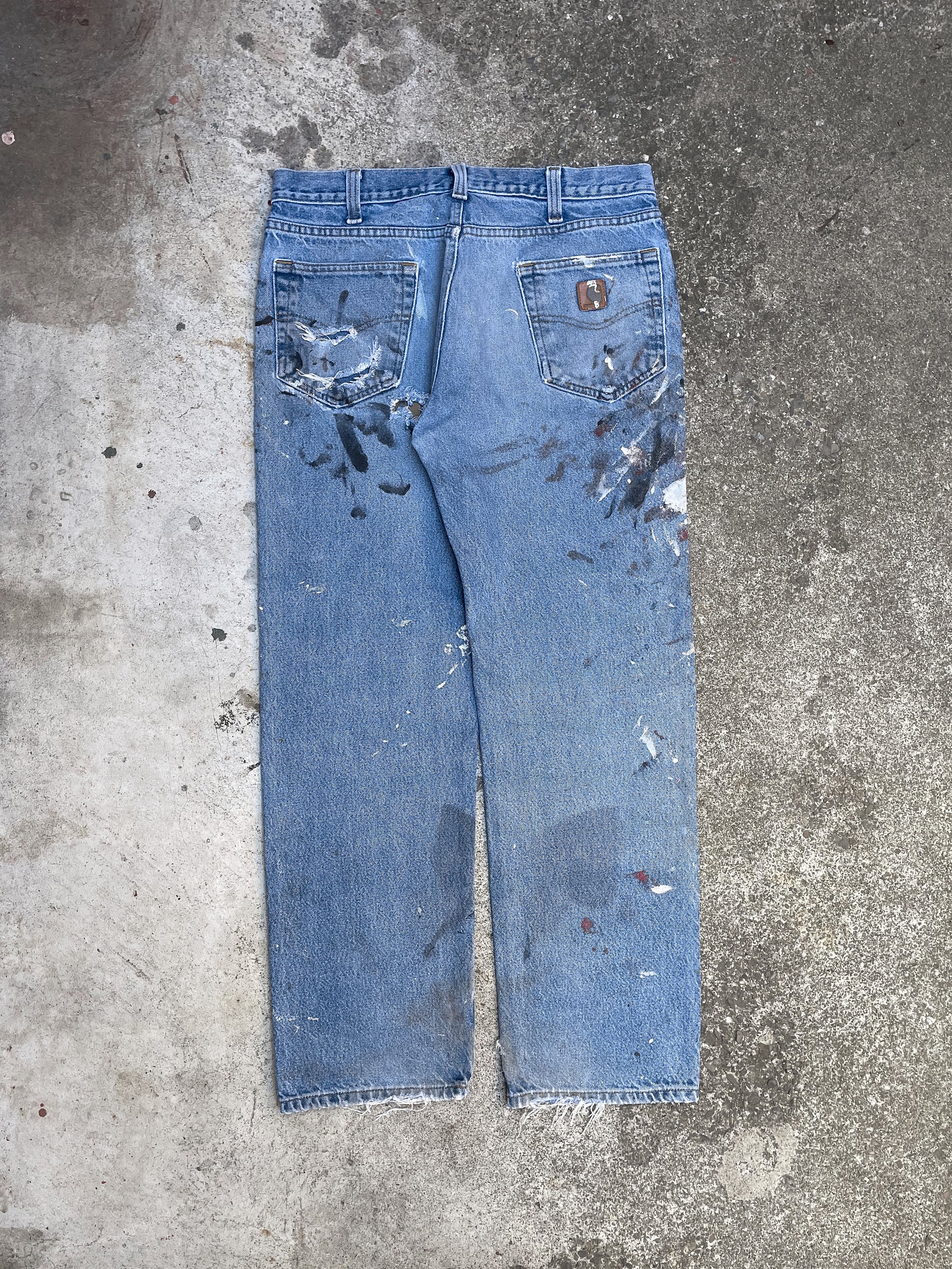 Carhartt B460 Painted Distressed Blue Denim (33X30)