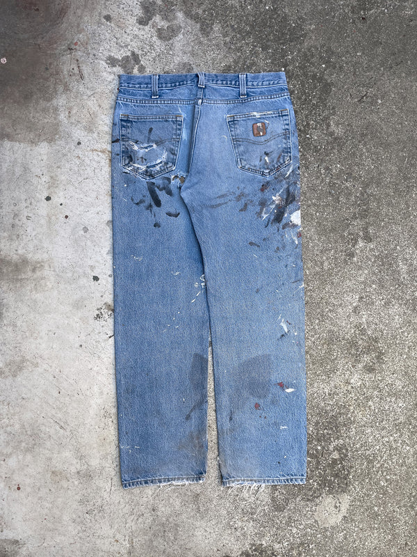 Carhartt B460 Painted Distressed Blue Denim (33X30)