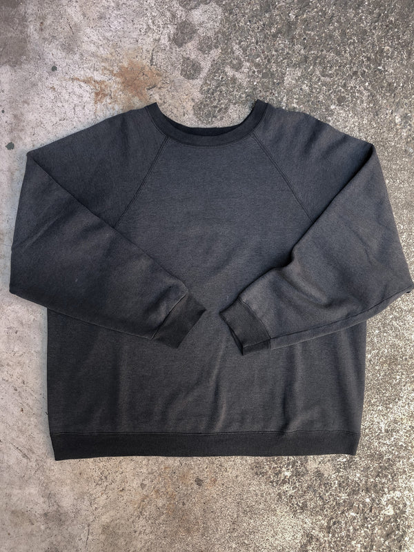 1990s Faded Black Blank Raglan Sweatshirt