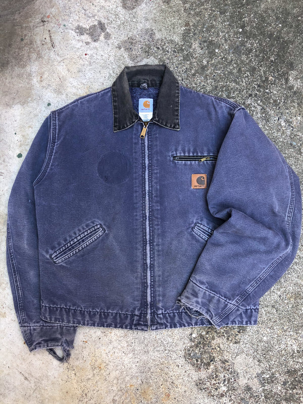 1990s Carhartt Faded Petrol Blue Lined Work Jacket (L)