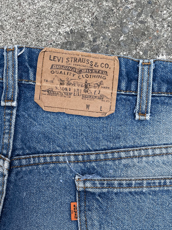 1970s/80s Orange Tab Levi’s Painted Faded Blue 517 Talon Zip (36X29)