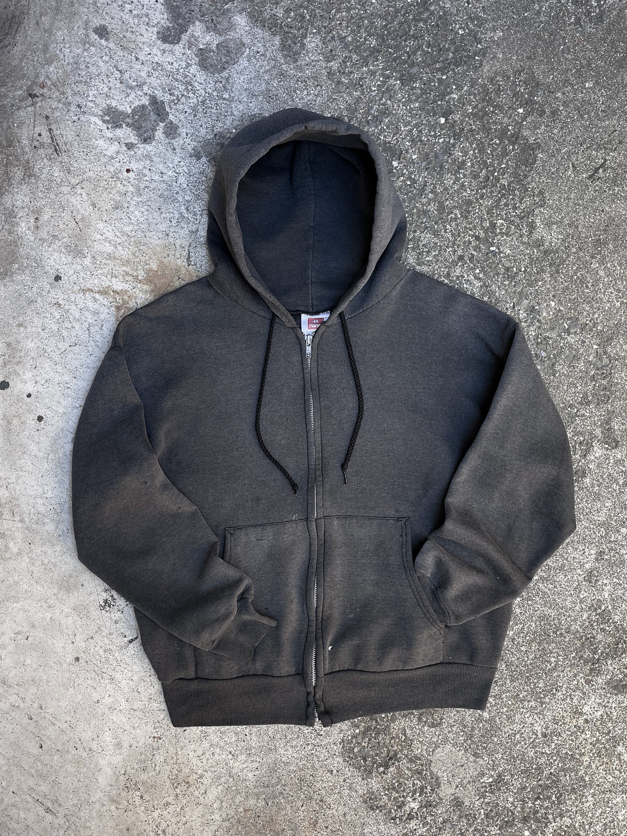 1990s Faded Black Zip Up Hoodie