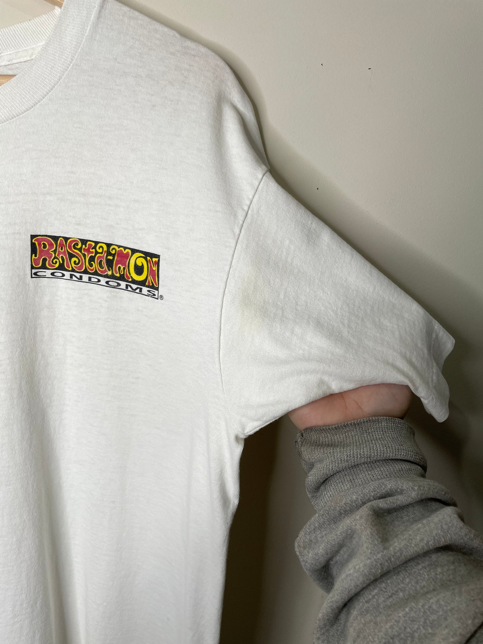 1990s “Rasta Mon Condoms” Single Stitched Tee (L)