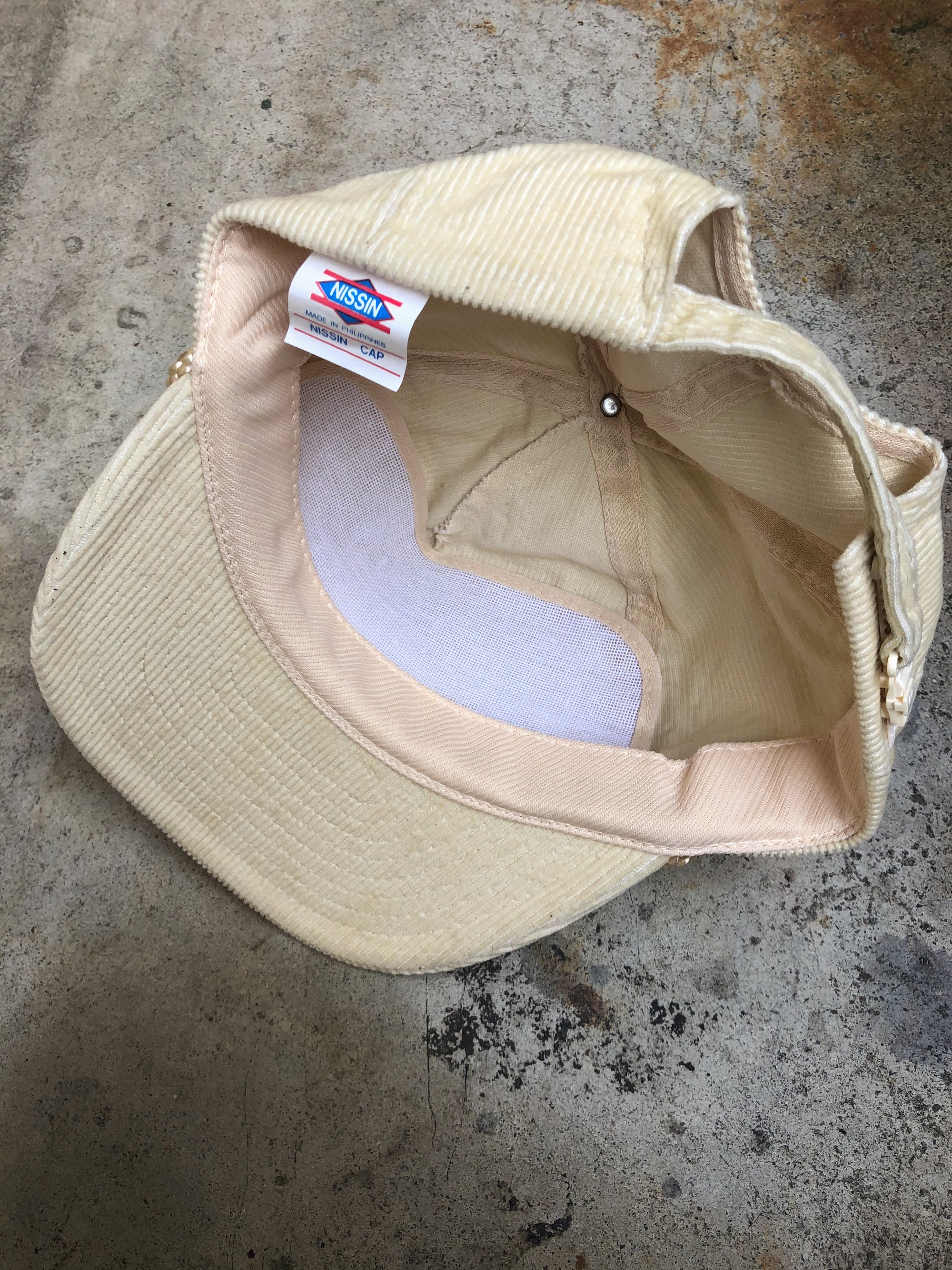 1990s Cream Corduroy “Suicide Table Saloon” Trucker Hat