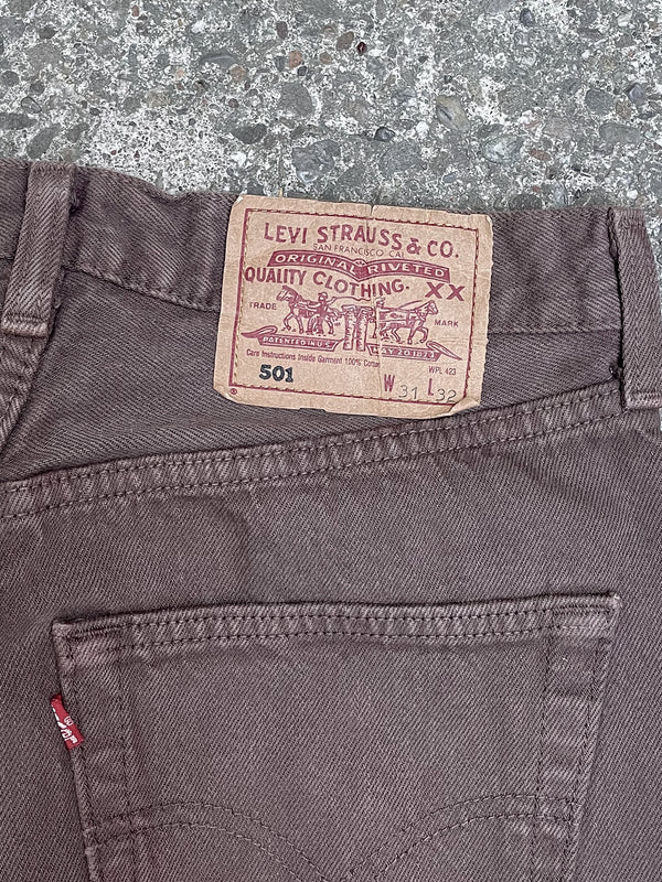 1990s Levi’s Faded Brown 501 Released Hem (28X31)