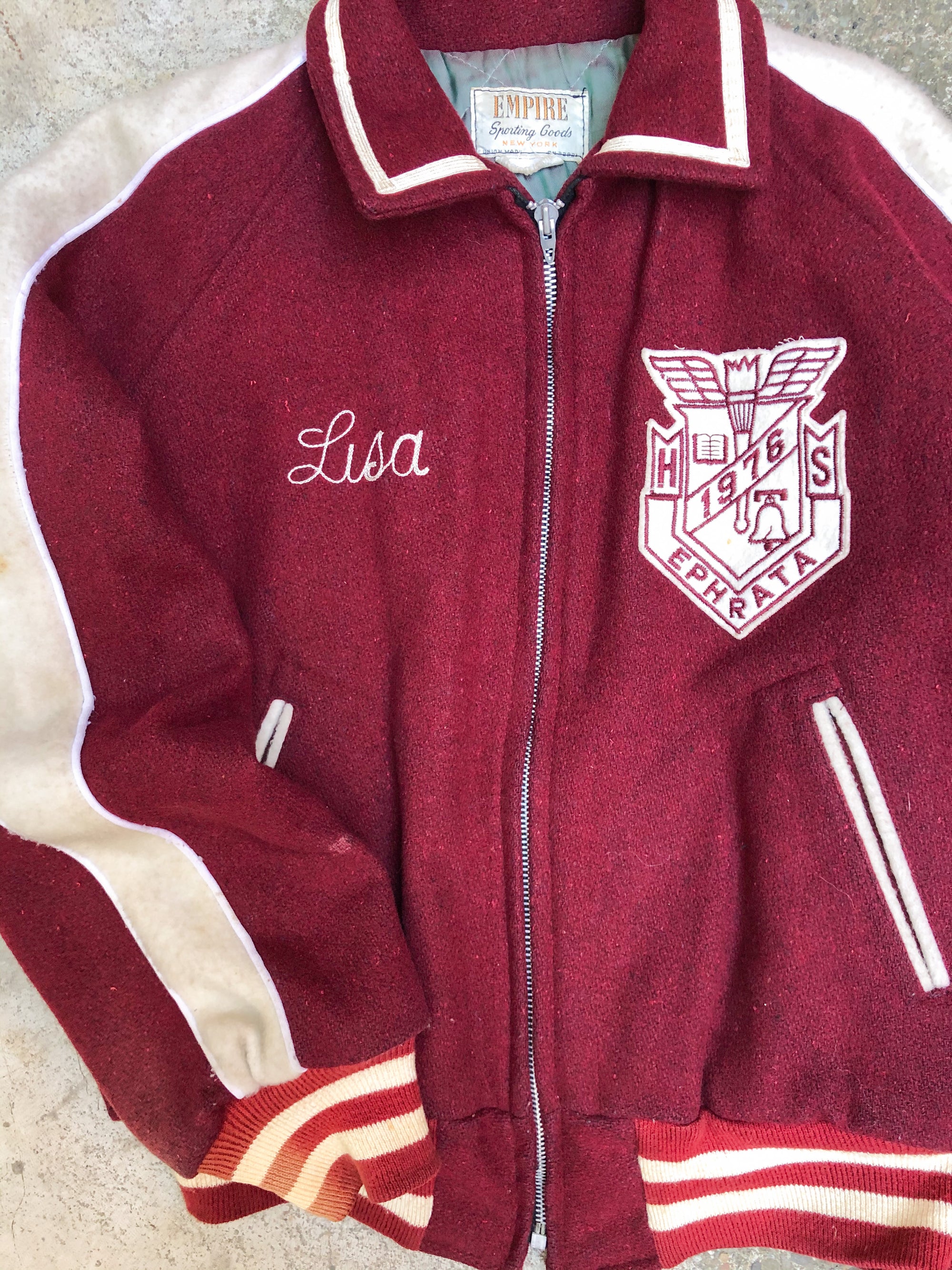 1970s Maroon Chain Stitch “Ephrata” Varsity Jacket