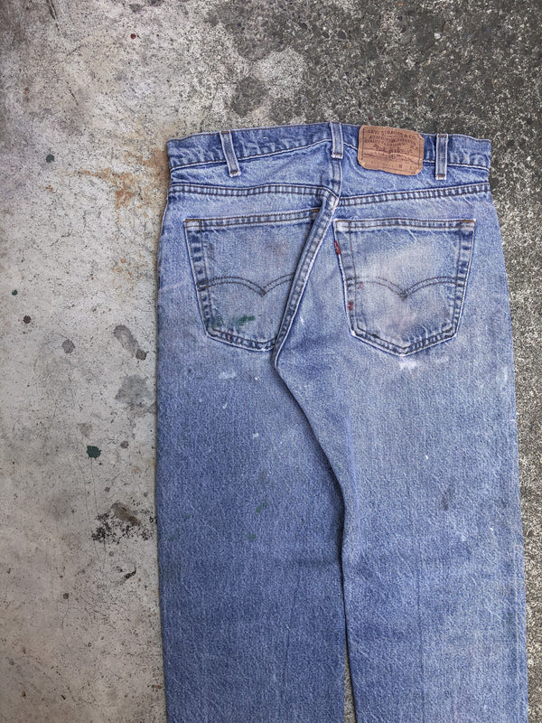 1980s Levis Painted Faded Blush Blue 505 Released Hem (30X29)