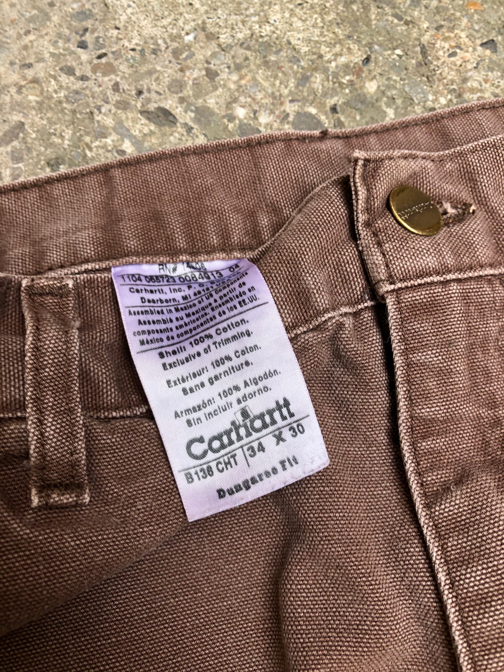 Carhartt B136 Chocolate Brown Double Front Knee Work Pants (33X29)