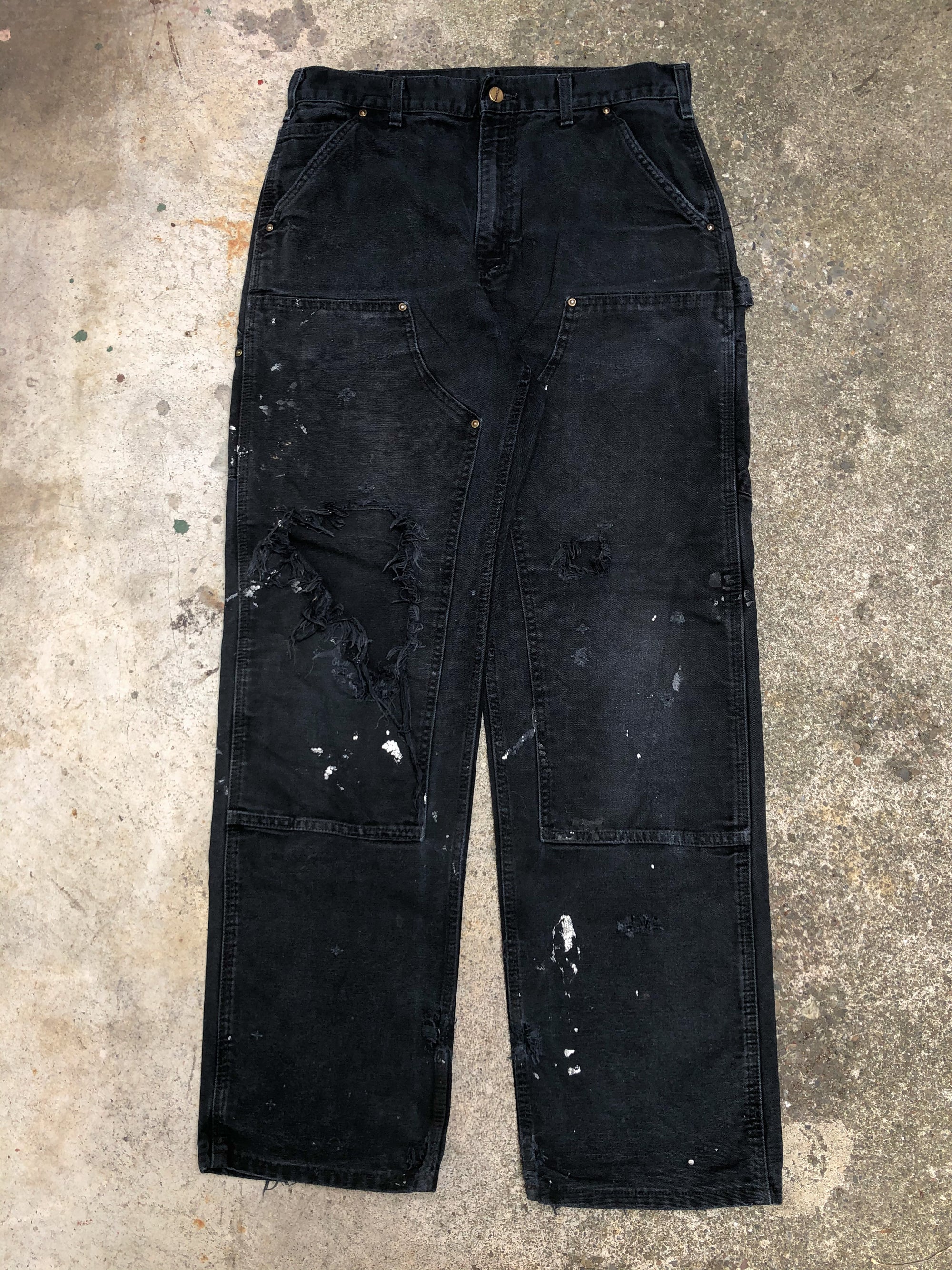 Carhartt B136 Black Double Front Knee Work Pants (33X32)