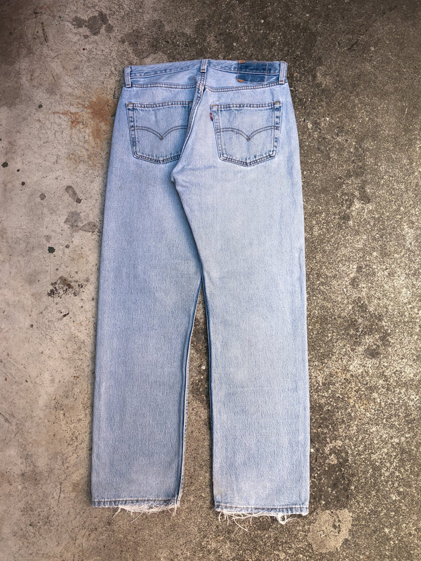 1990s Levis Distressed Faded Blue 501 (30X28)