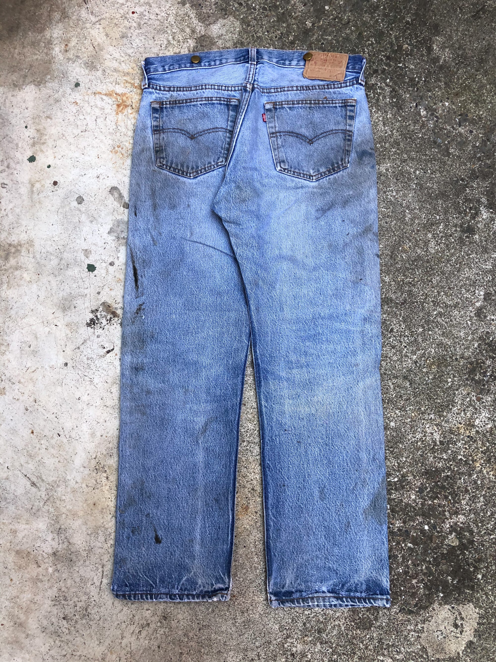 1980s Levis Repaired Worn In Blue 501 (31X27)