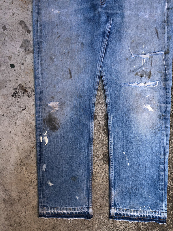 1990s Levis Painted Blue 501XX Released Hem (30X27)