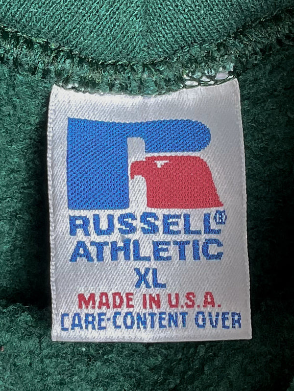 1990s Russell Sun Faded Pine Green Blank Hoodie