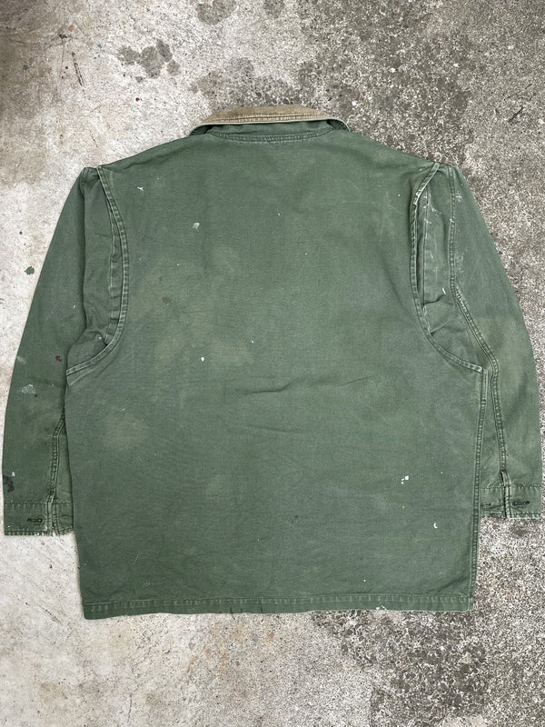 Vintage Painted Faded Green Hunting Jacket (XL)