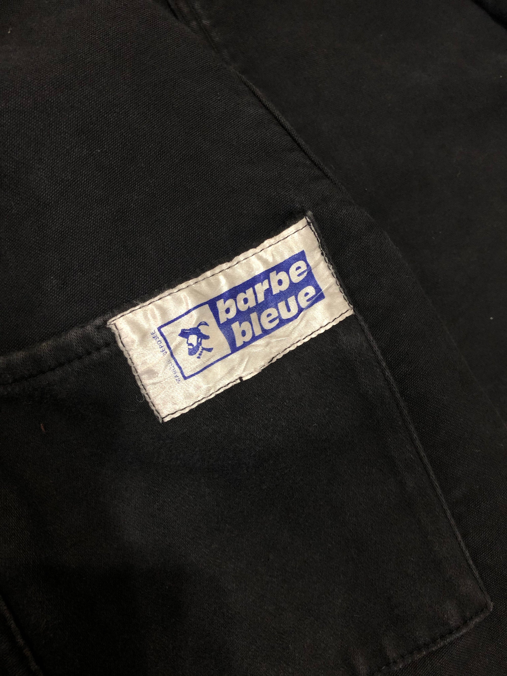 1960s/70s Faded Black Moleskin French Chore Jacket