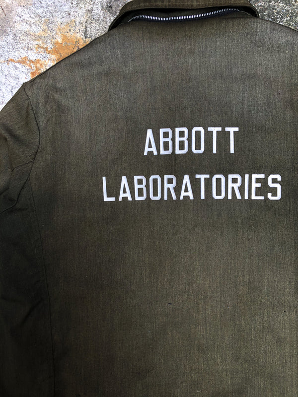 1950s Oil Stained “Abbott Laboratories” Quilted Lined Work Jacket