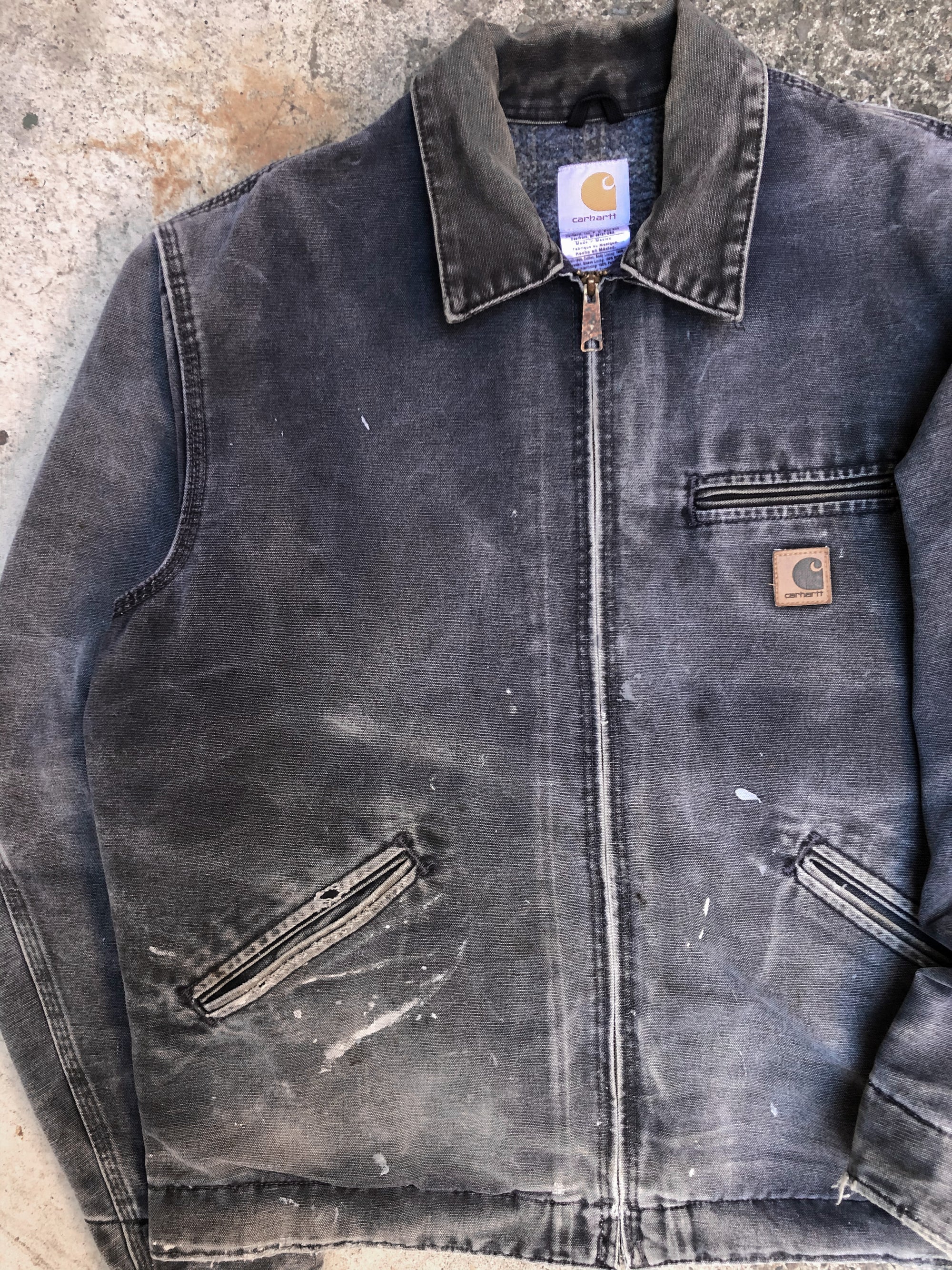 1990s Carhartt Faded Painted Petrol Blue Lined Work Jacket (M/L)