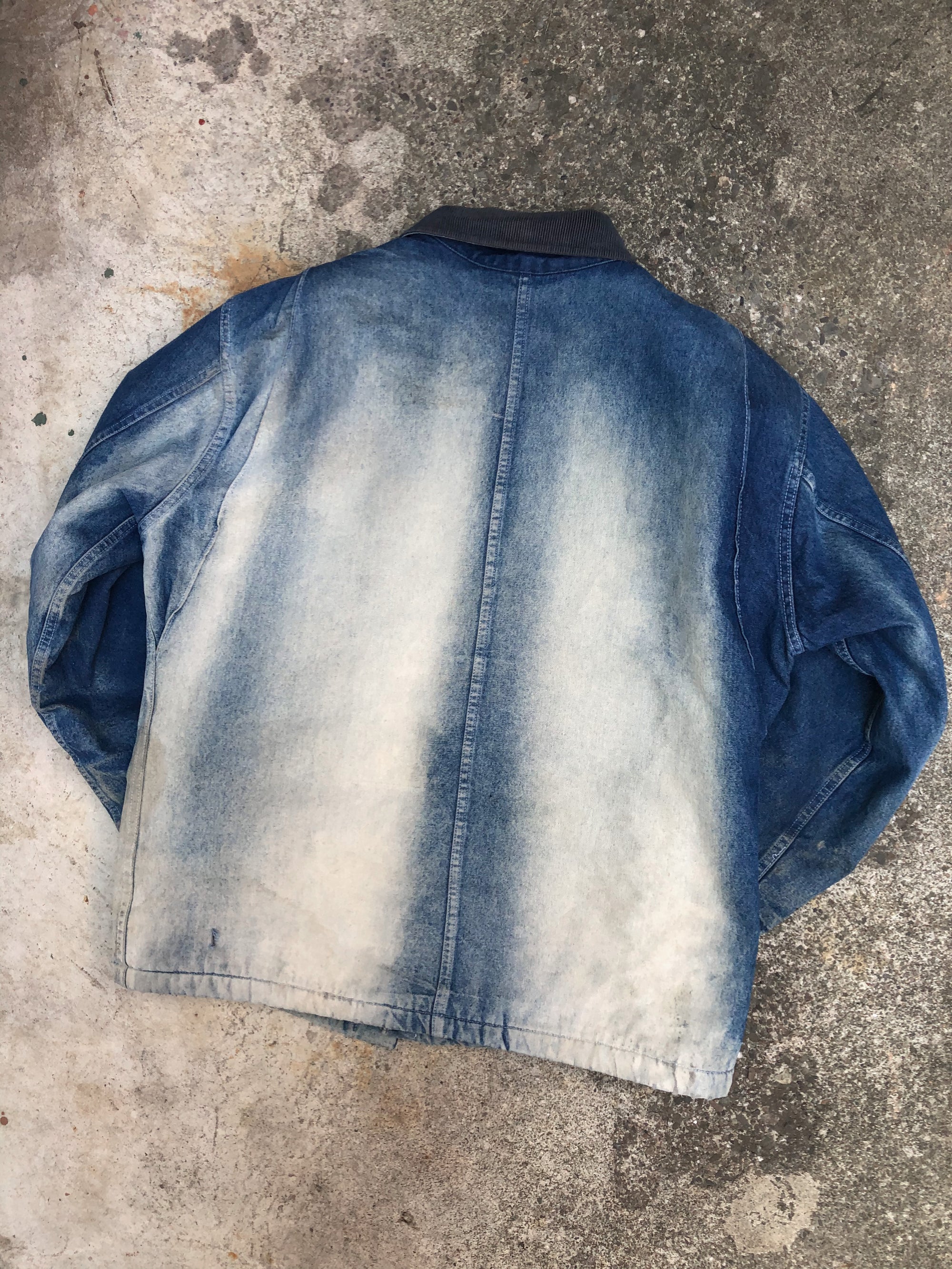 1990s Dickies Sun Faded Denim Lined Chore Jacket (L)