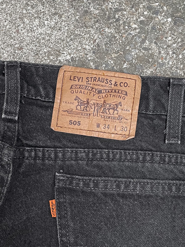 1990s Orange Tab Levi’s Black 505 Released Hem (32X30)