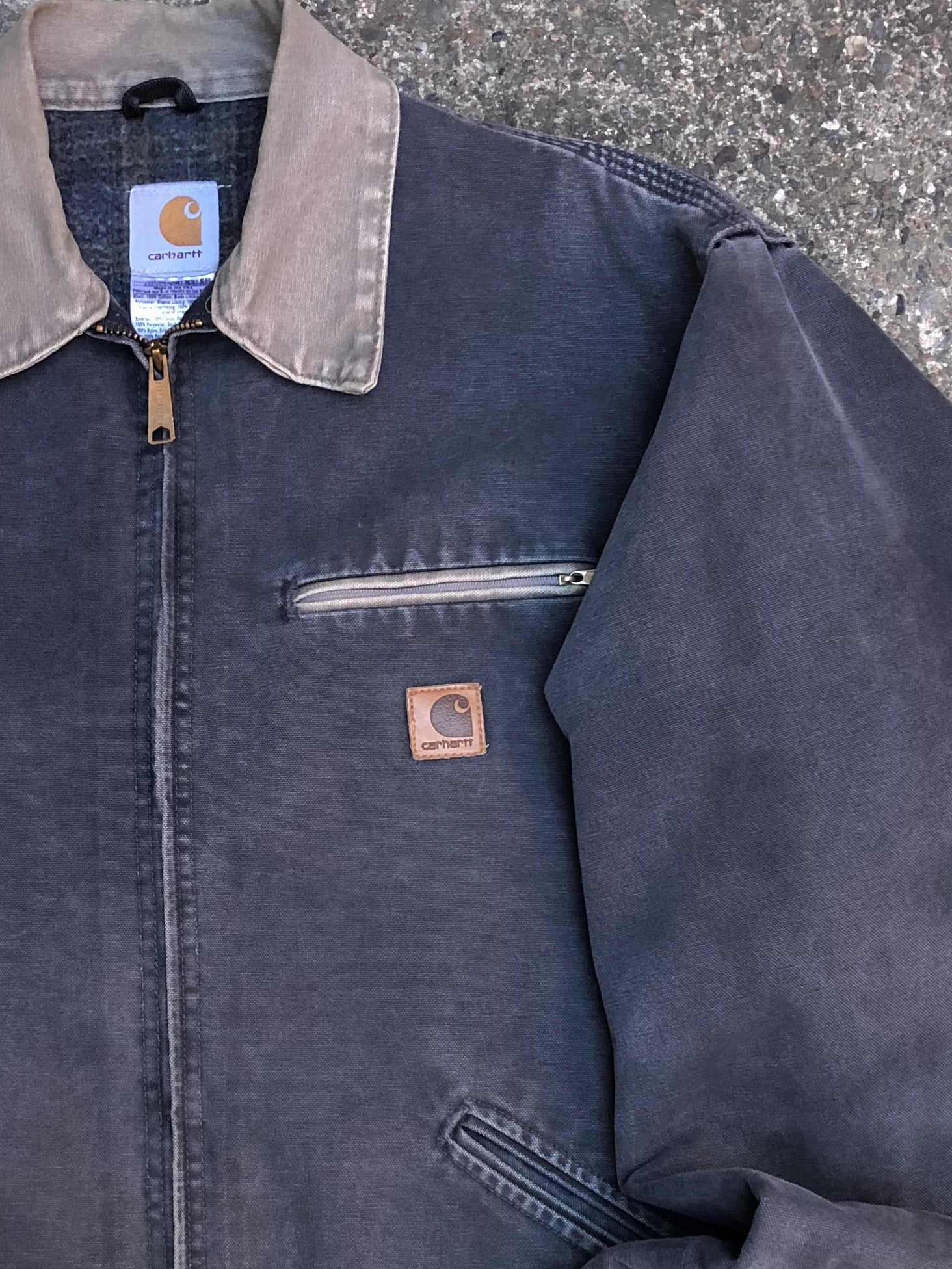 1990s Carhartt Faded Petrol Blue Lined Work Jacket (L)