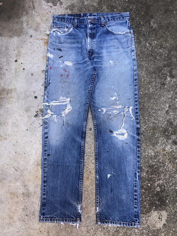 1990s Levis Distressed Painted Blue 505 (33X31)