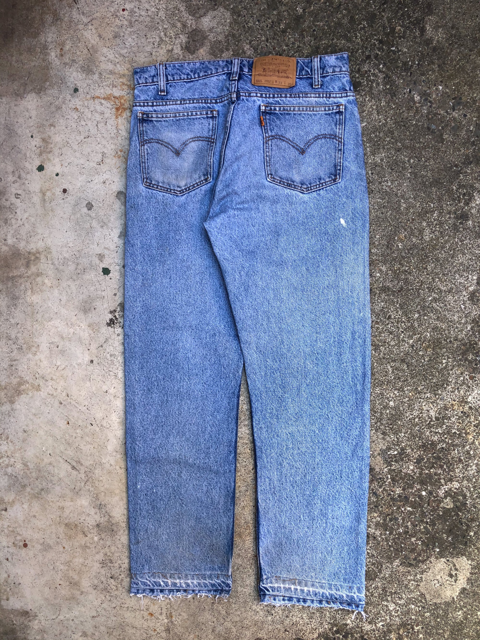 1990s Orange Tab Levis Faded Blue 505 Released Hem (31X28)