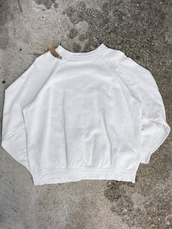 1960s Distressed White Raglan Sweatshirt