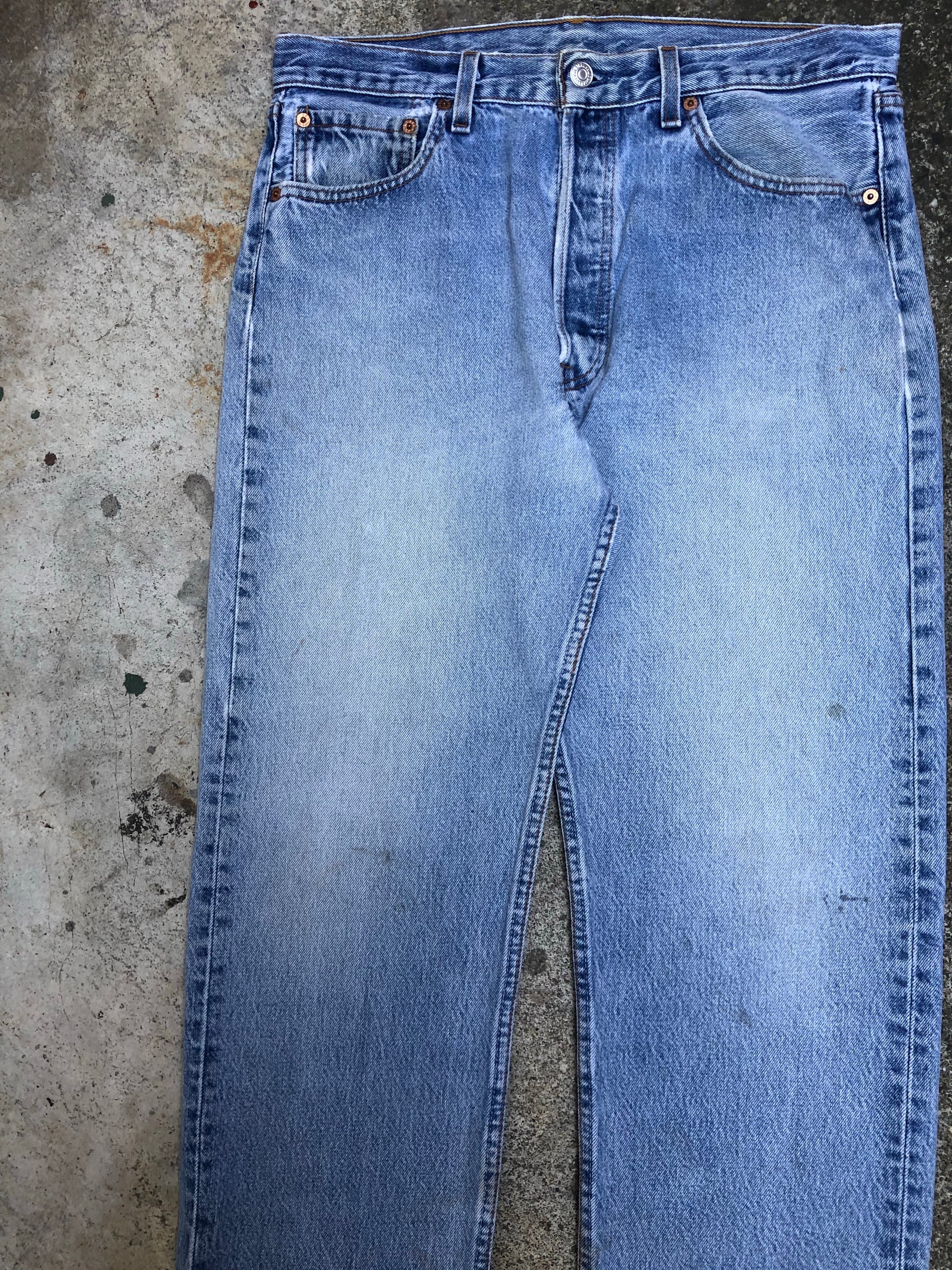 1990s Levis Repaired Faded Blue 501 (33X33)