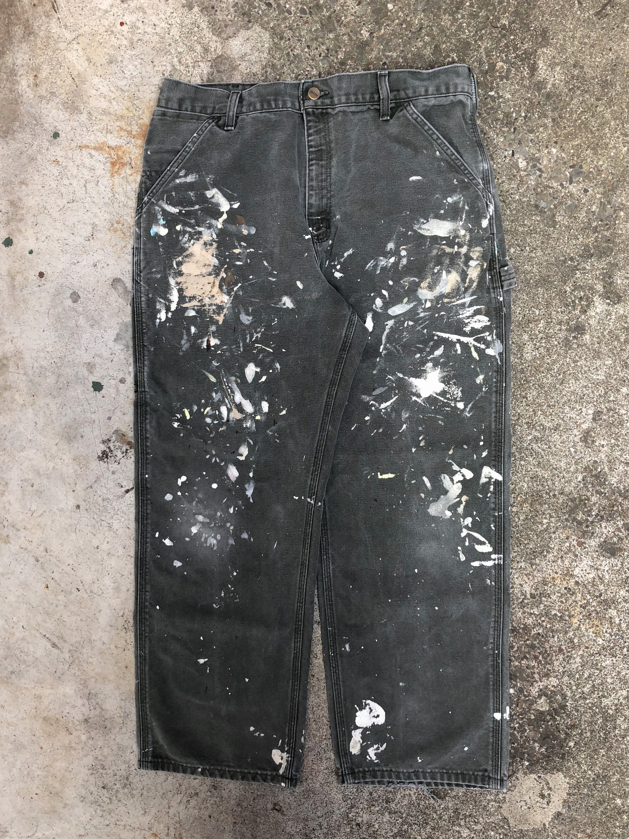 Carhartt Painted Faded Moss Green Work Pants (34X28)