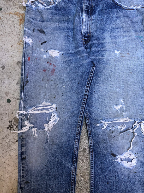 1990s Levis Distressed Painted Blue 505 (33X31)