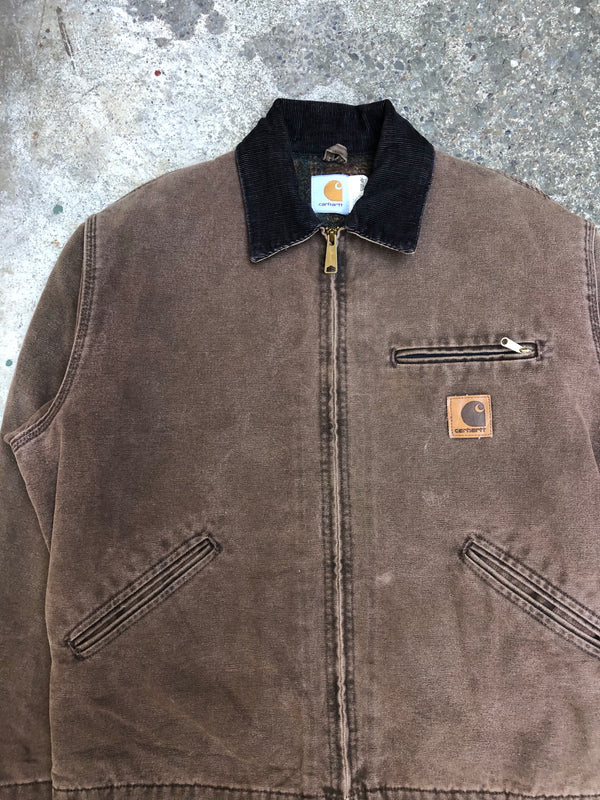 1990s Carhartt Faded Chocolate Brown Lined Work Jacket